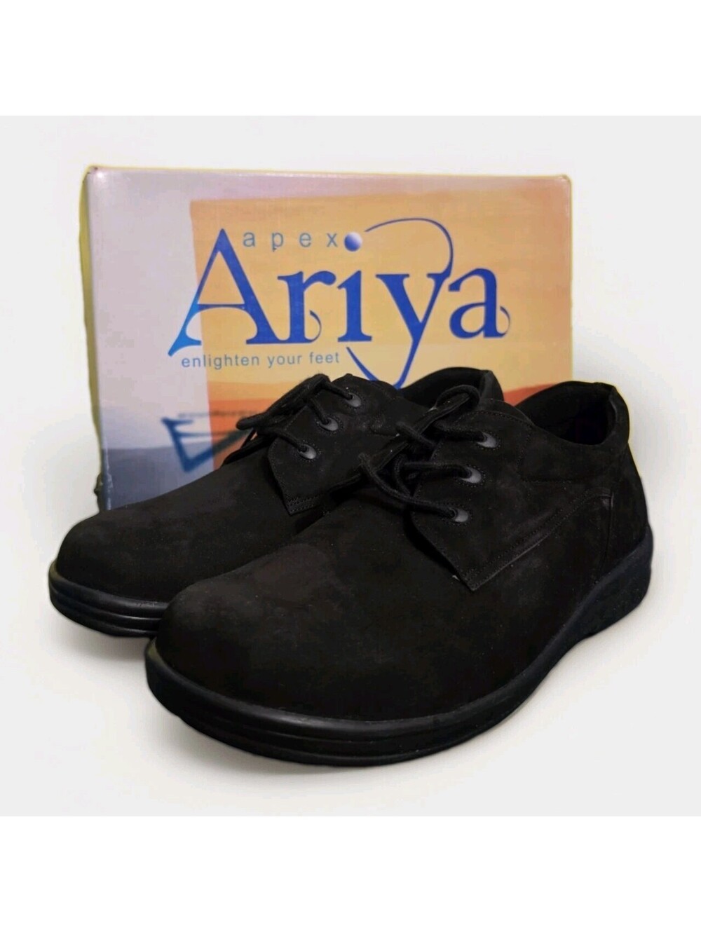 APEX ARIYA Women's 10W Black  Leather Anit-Shox Oxfords Orthopedic Shoes